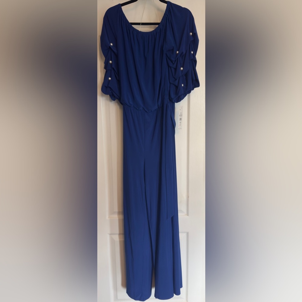 MSK Royal Blue Jumpsuit with Pearl Accents